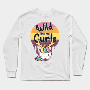 Wilds Like My Curls Toddler Cute Unicorn Curly Haired Long Sleeve T-Shirt